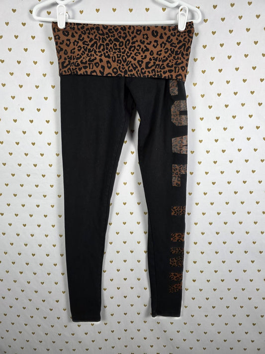 Victorias Secret PINK CHEETAH LEOPARD Foldover Yoga Pants Logo XS