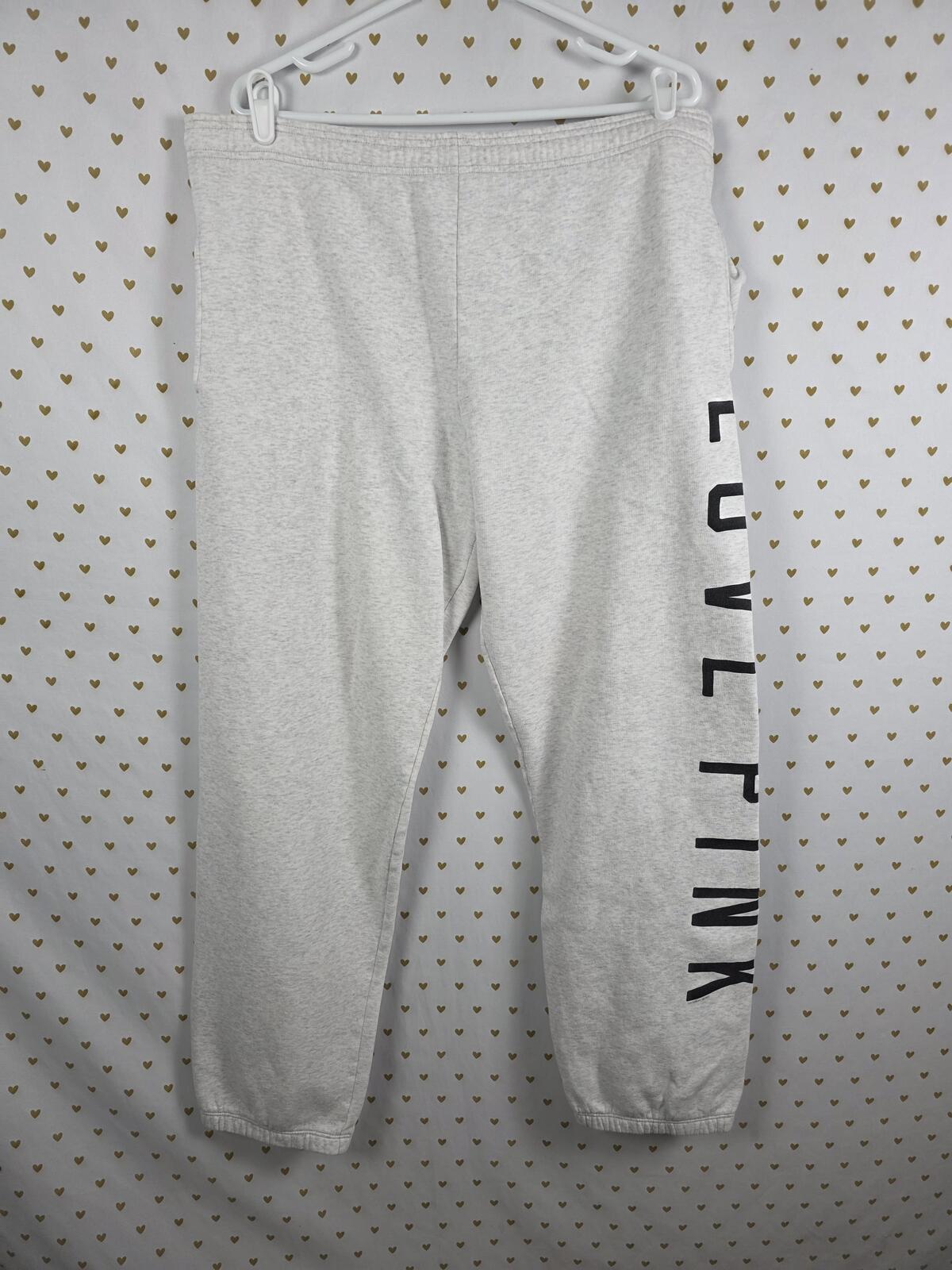 Victorias Secret PINK LOVE Loose Fit Joggers Sweatpants Sweats grey Pockets L