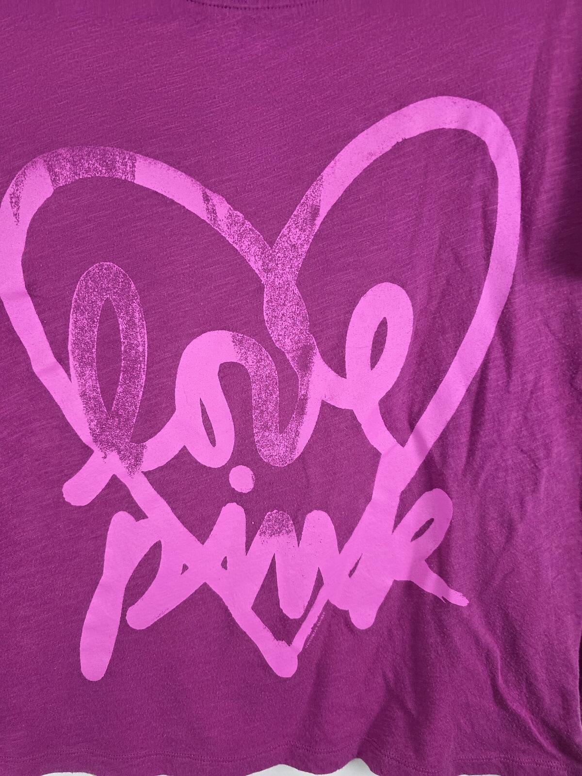 Victorias Secret PINK Cropped Heart LOVE logo Boxy Tee shirt Vintage SMALL