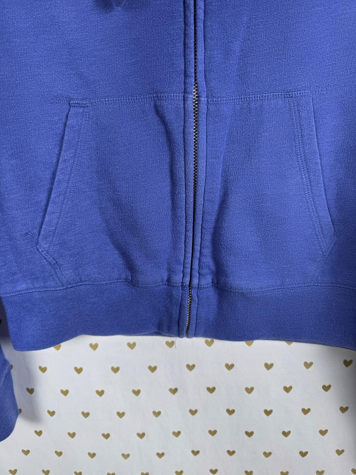 Victorias Secret Pink Embroidered Blue Full zip Hoodie Jacket SMALL