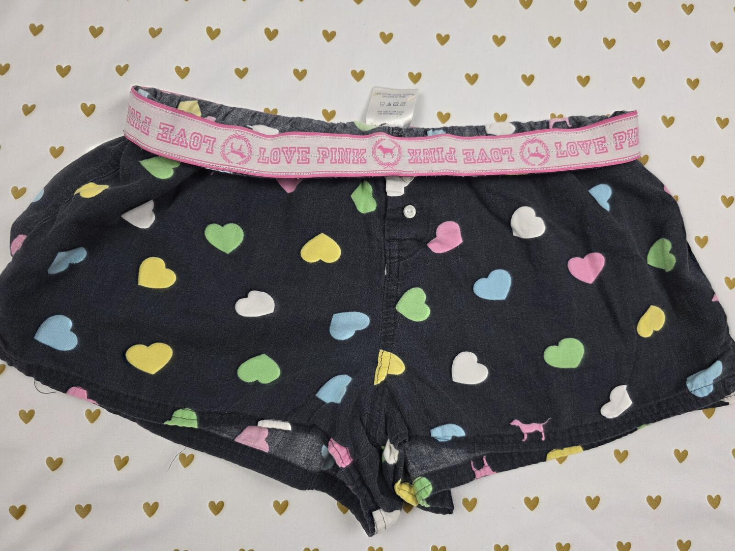 Victorias Secret PINK VINTAGE HEARTS  Sleep Shorts Boxers Pajama Bottoms XS