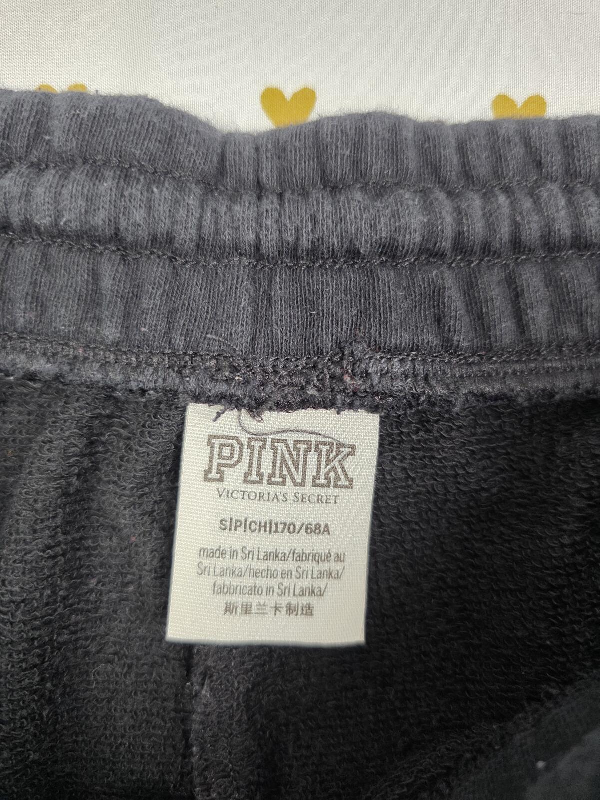 Victorias Secret PINK Logo Sweat Shorts Pockets Black SMALL