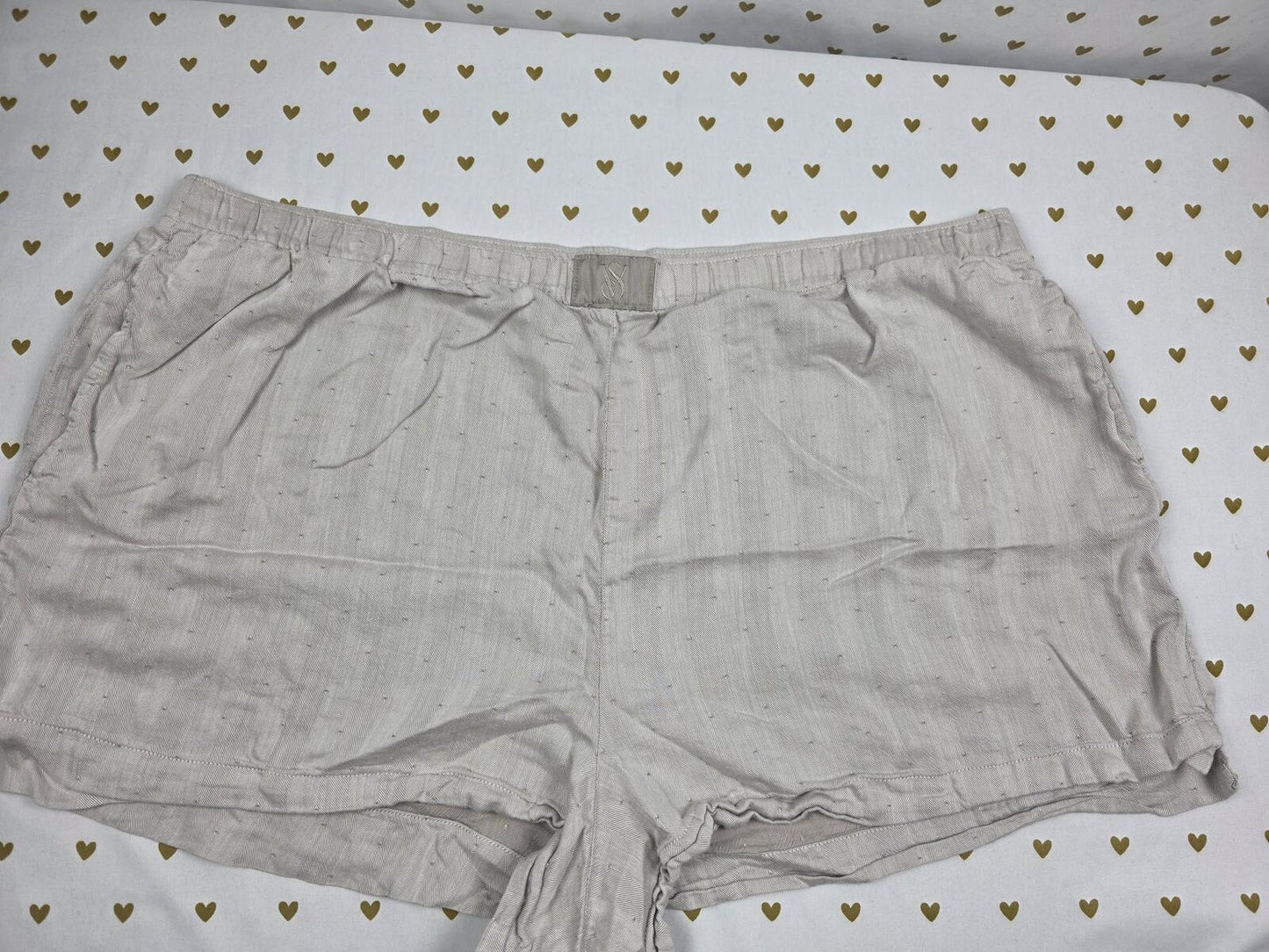 Victorias Secret Sleep Shorts Boxers Pajama Bottoms Grey Stripe Linen 2XL XXL