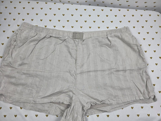 Victorias Secret Sleep Shorts Boxers Pajama Bottoms Grey Stripe Linen 2XL XXL