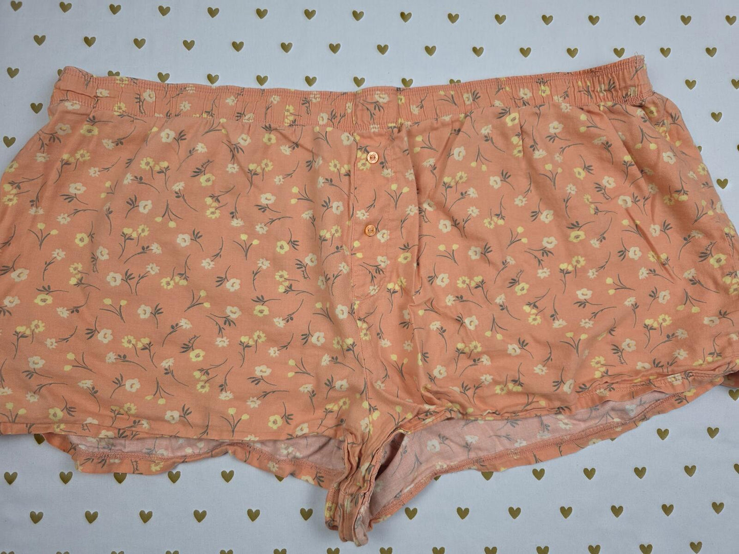 Victorias Secret PINK Floral Orange 2XL XXL Sleep Shorts Boxers Pajama Bottoms
