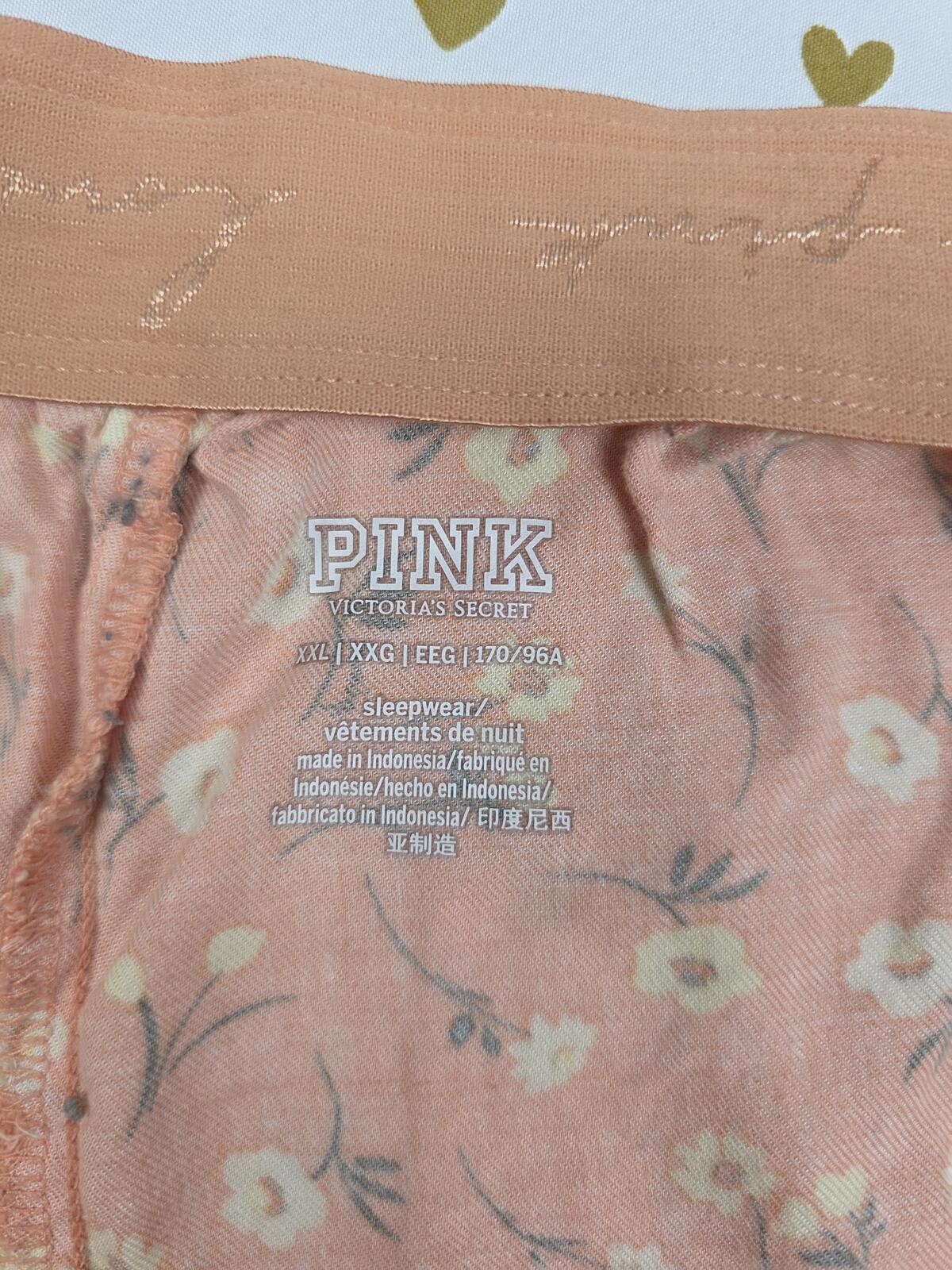 Victorias Secret PINK Floral Orange 2XL XXL Sleep Shorts Boxers Pajama Bottoms