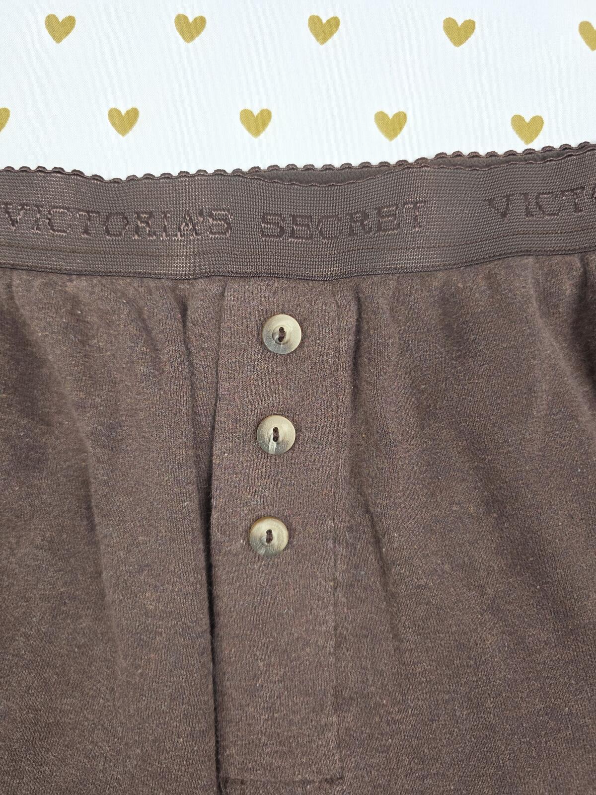 Victorias Secret VINTAGE Brown Sleep Shorts COTTON Logo Band Lounge Large Boxers