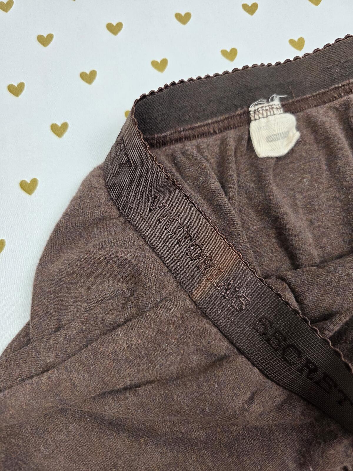 Victorias Secret VINTAGE Brown Sleep Shorts COTTON Logo Band Lounge Large Boxers