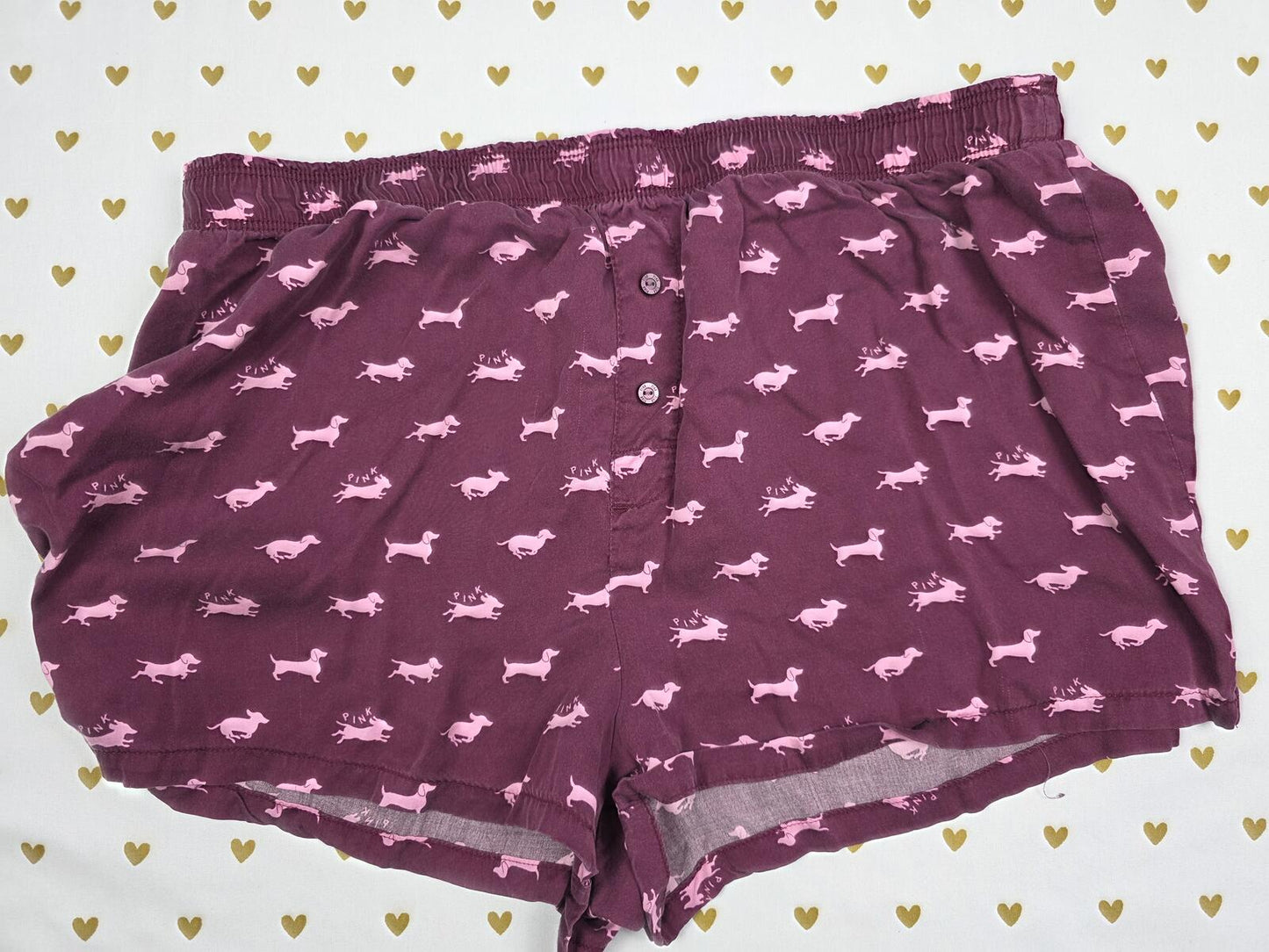 Victorias Secret PINK Silky DOG  Sleep Shorts Boxers Pajama Bottoms MEDIUM