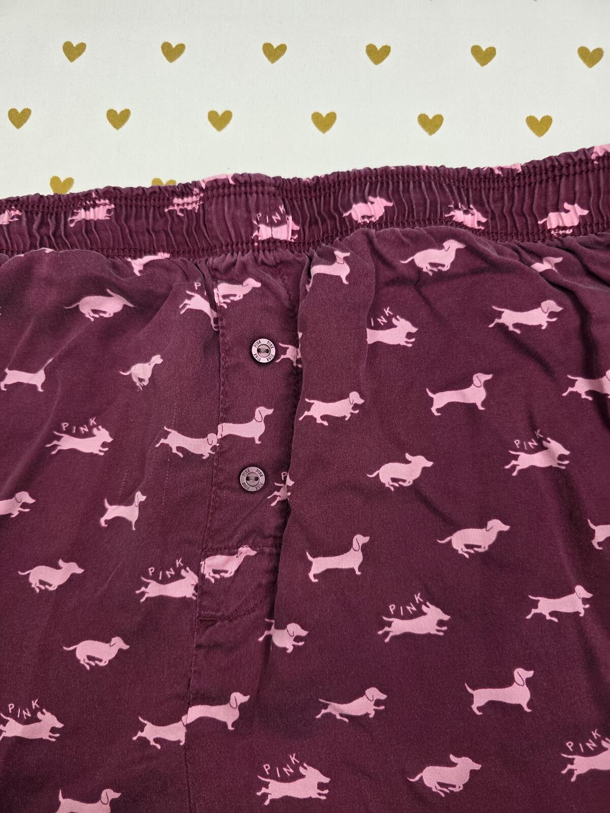 Victorias Secret PINK Silky DOG  Sleep Shorts Boxers Pajama Bottoms MEDIUM