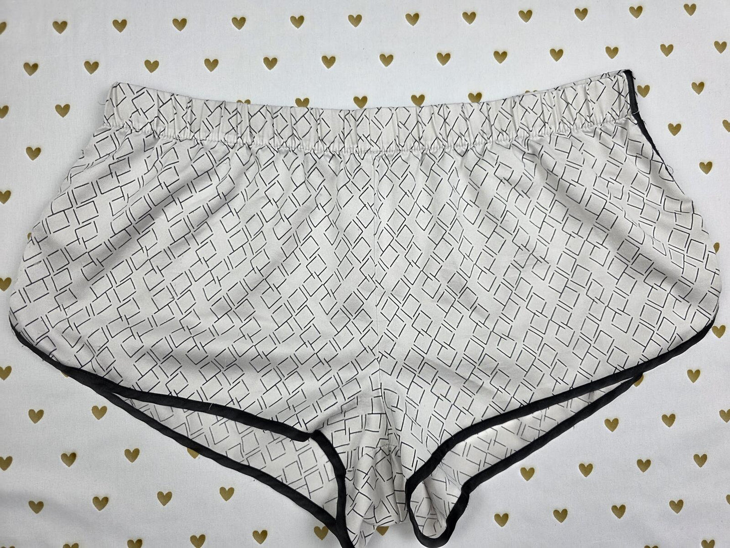 Victorias Secret Geometric Satin Silky  Sleep Shorts Boxers Pajama Bottoms SMALL