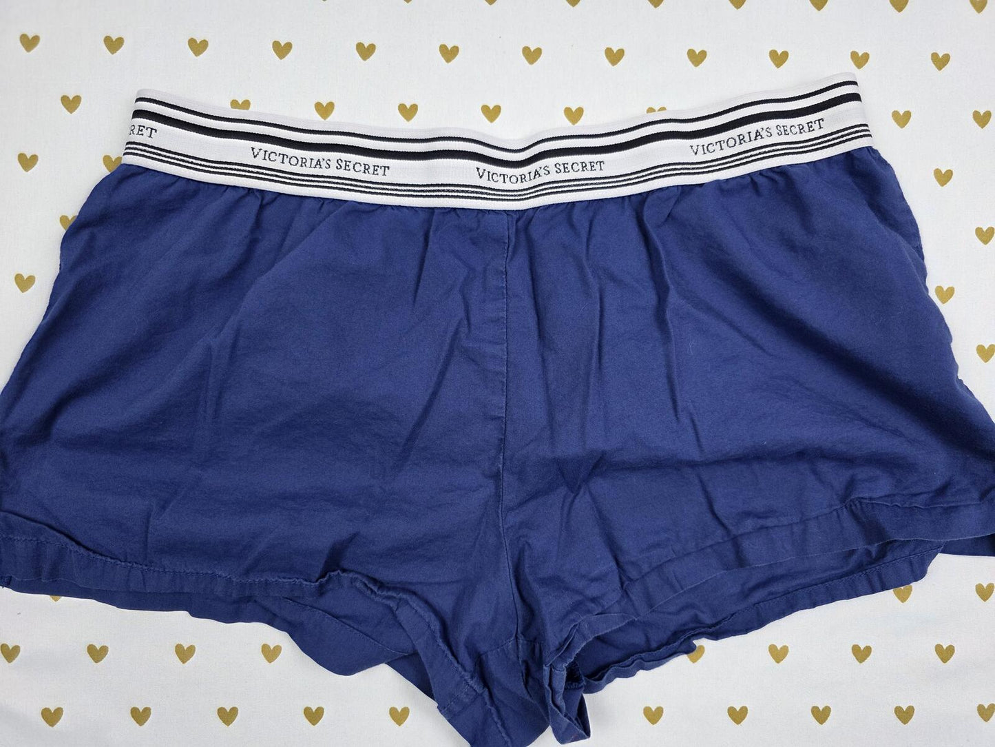 Victorias Secret BLUE Logo Band Sleep Shorts Boxers Pajama Bottoms Small