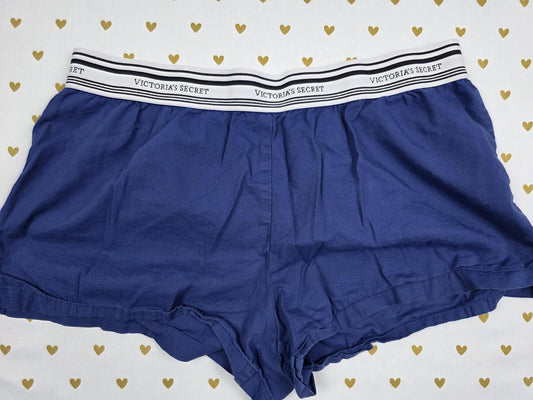 Victorias Secret BLUE Logo Band Sleep Shorts Boxers Pajama Bottoms Small