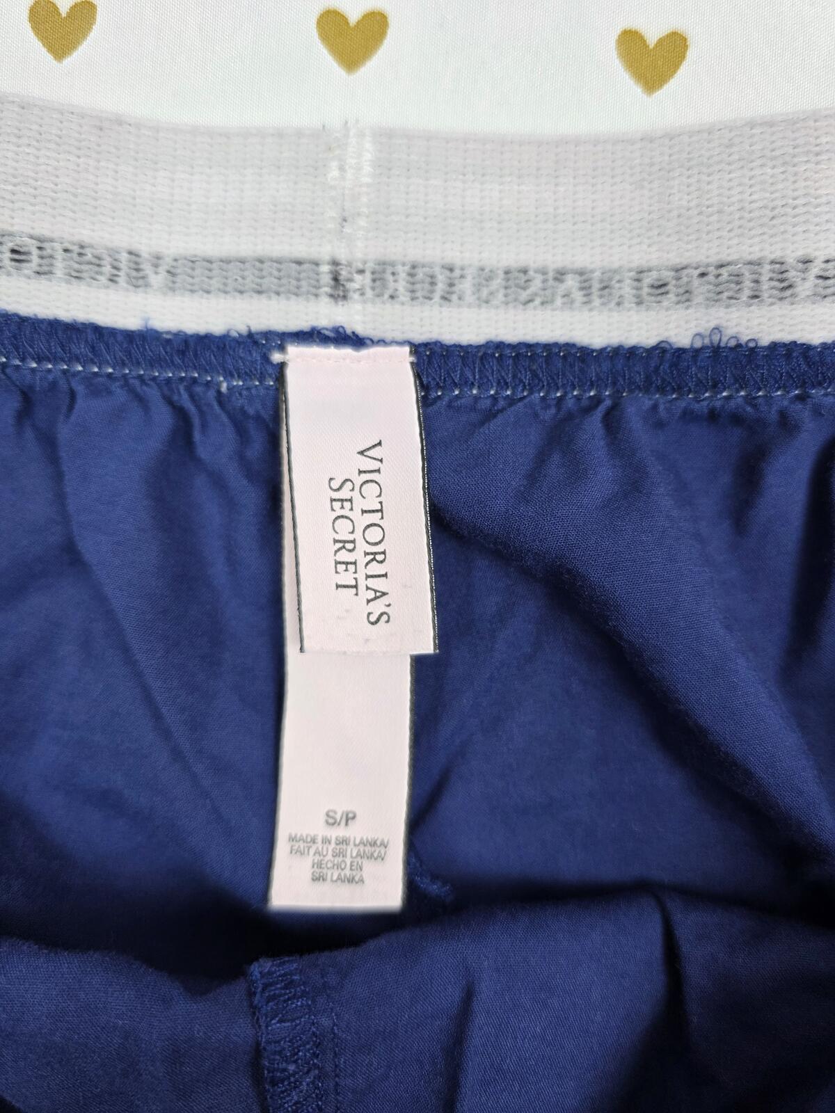 Victorias Secret BLUE Logo Band Sleep Shorts Boxers Pajama Bottoms Small