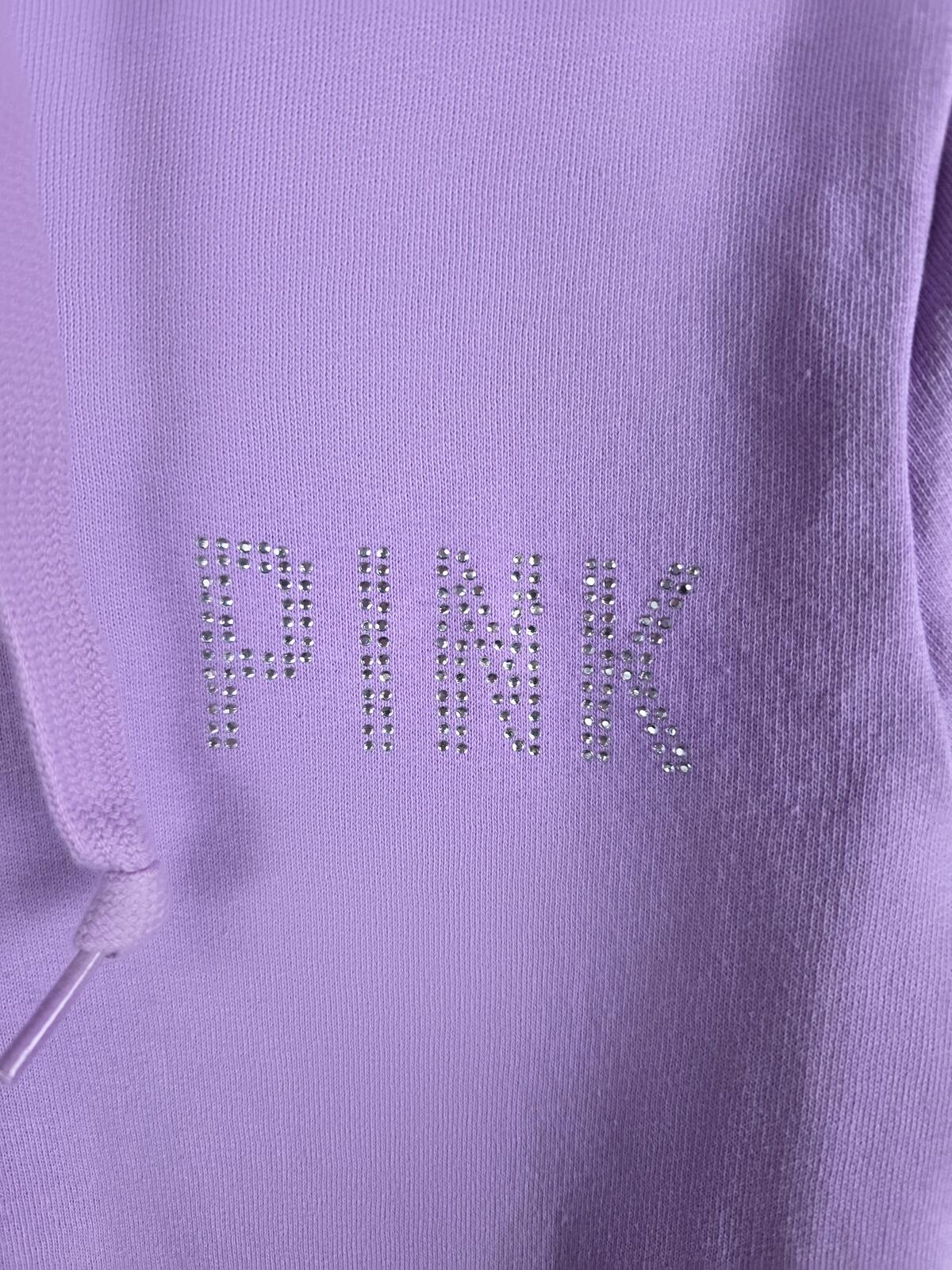 Victorias Secret Pink NEW NWT BLING Purple Studded Logo Hoodie Jacket MEDIUM