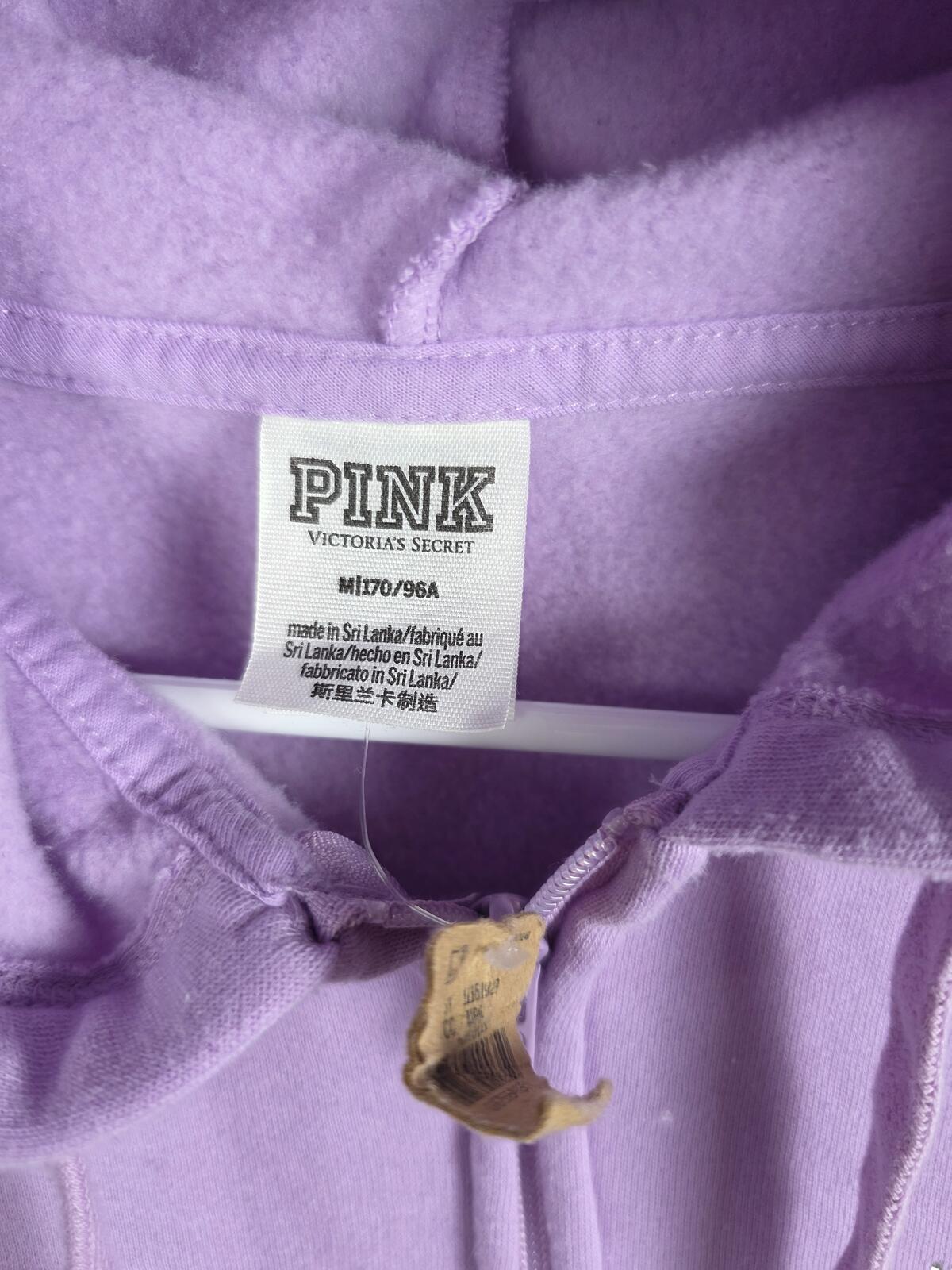 Victorias Secret Pink NEW NWT BLING Purple Studded Logo Hoodie Jacket MEDIUM
