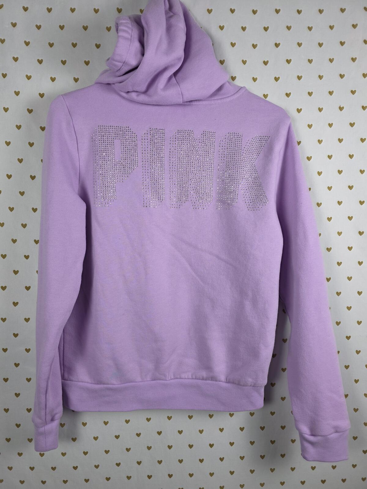 Victorias Secret Pink NEW NWT BLING Purple Studded Logo Hoodie Jacket MEDIUM
