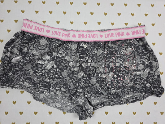 Victorias Secret PINK Lace Design Vintage Sleep Shorts Boxers Pajama Bottoms XS