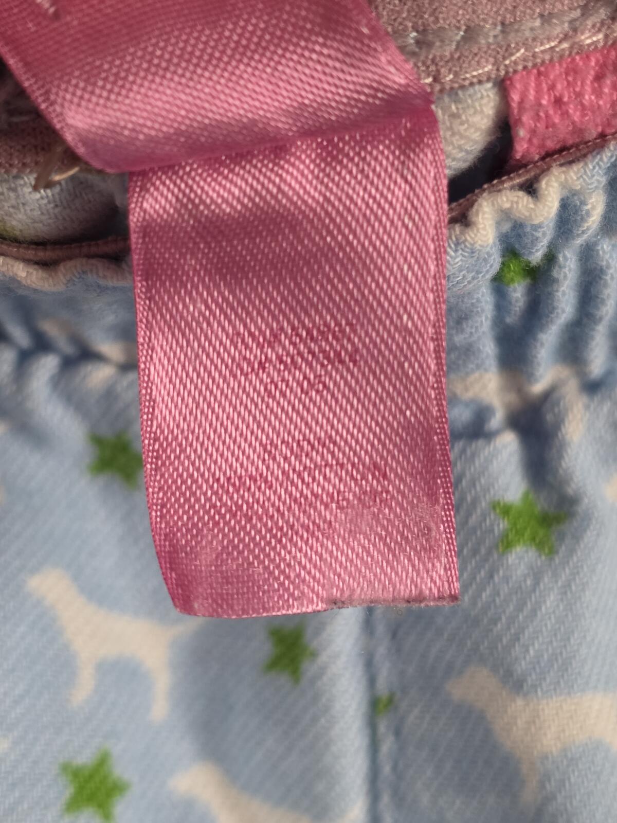 Victorias Secret Vintage y2k Blue Dog Logo Flannel Sleep Pants Pajama Bottoms 06