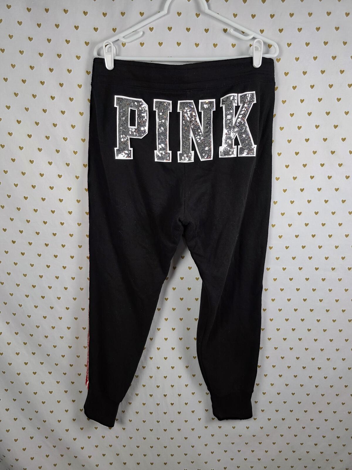Victorias Secret PINK BLING LOGO BUTT Joggers Sweatpants Sweats LARGE