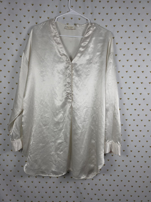 Victorias Secret VINTAGE GOLD LABEL Button Down Nightgown Sleep Dress LARGE