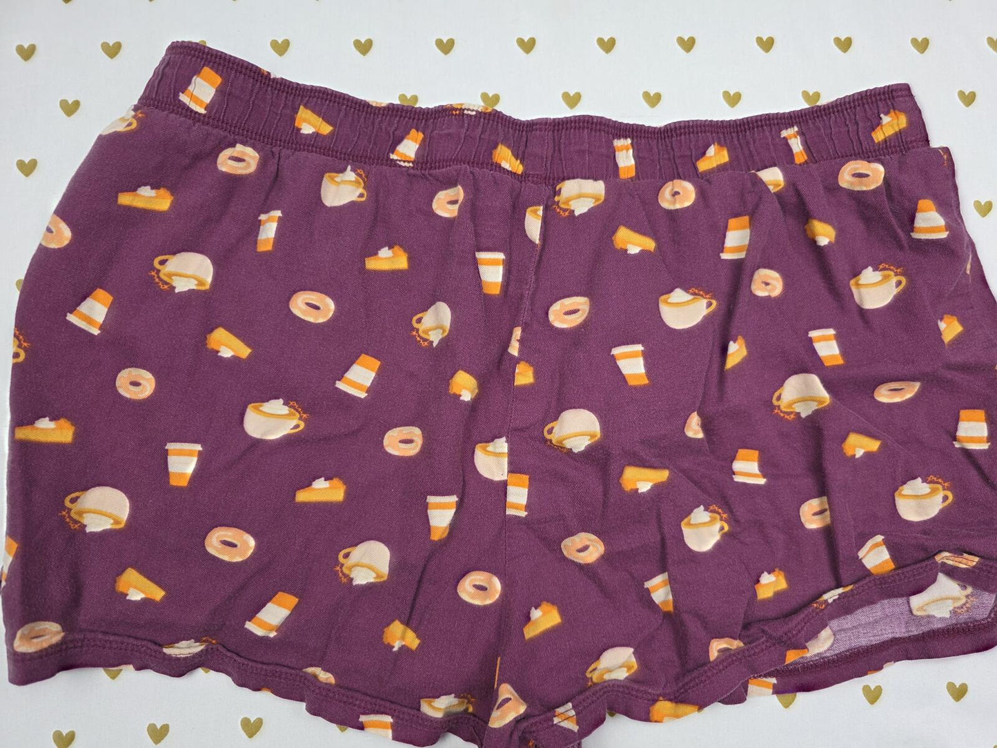 Victorias Secret PINK Donuts Coffee Sleep Shorts Boxers Pajama Bottoms MEDIUM
