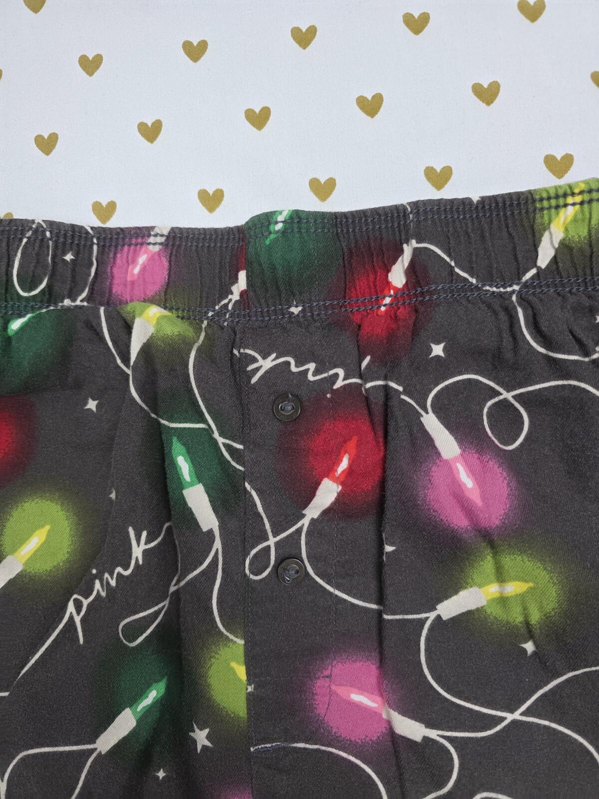 Victorias Secret PINK CHRISTMAS LIGHTS Sleep Shorts Boxers Pajama Bottoms XL