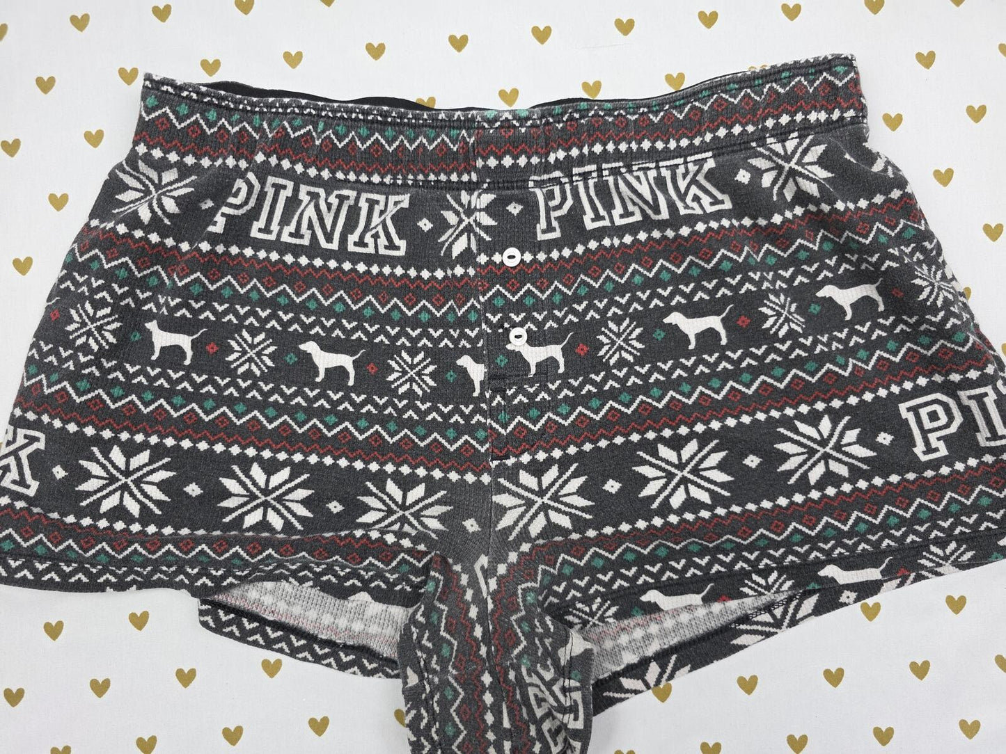 Victorias Secret PINK Vintage WINTER Sleep Shorts Boxers Pajama Bottoms SMALL