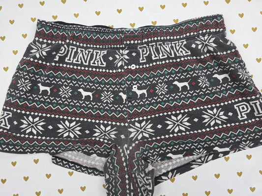 Victorias Secret PINK Vintage WINTER Sleep Shorts Boxers Pajama Bottoms SMALL