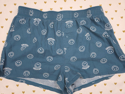 Victorias Secret PINK SMILEY FACE Sleep Shorts Boxers Pajama Bottoms SMALL