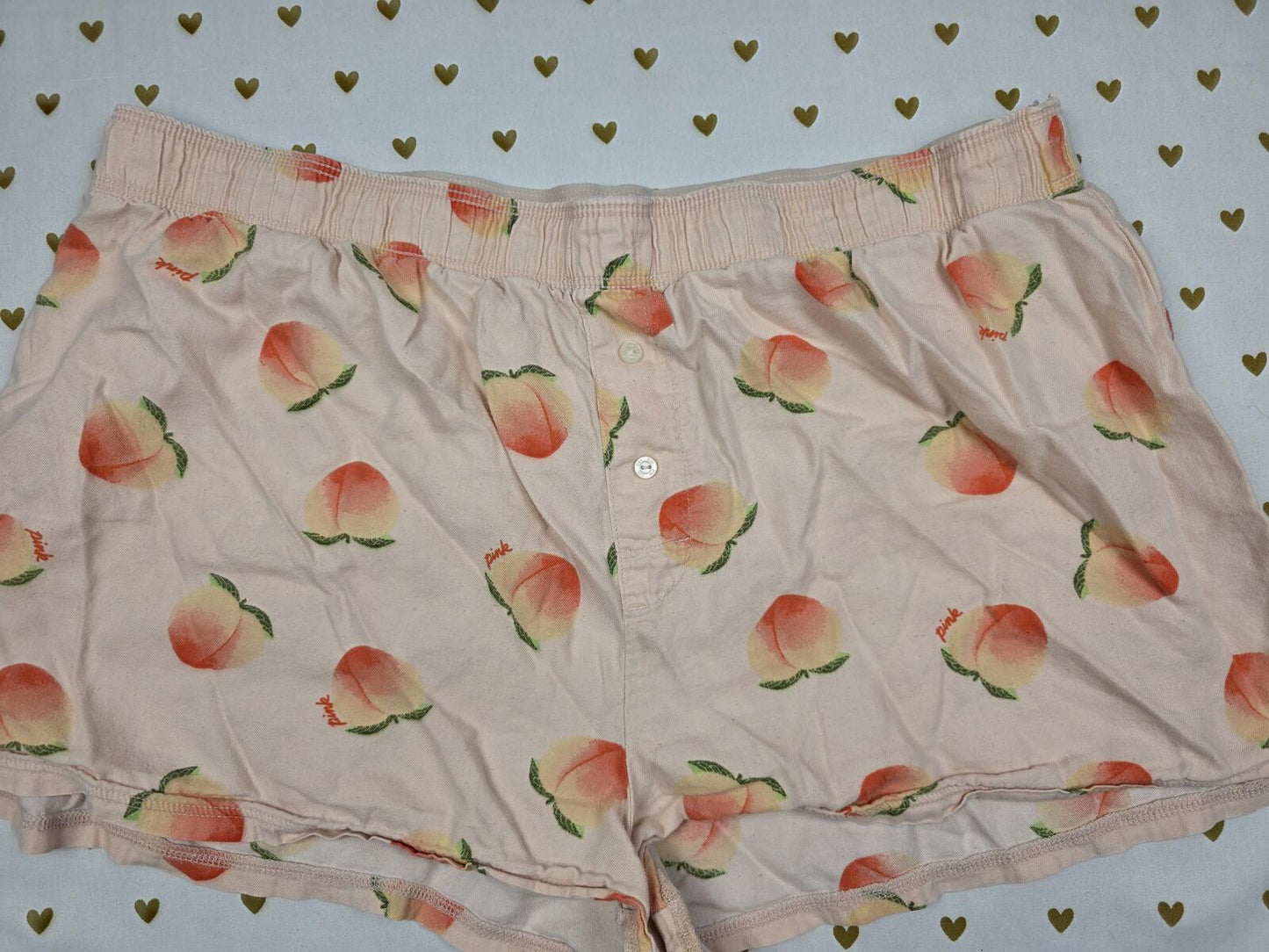Victorias Secret PINK PEACHES Sleep Shorts Boxers Pajama Bottoms MEDIUM
