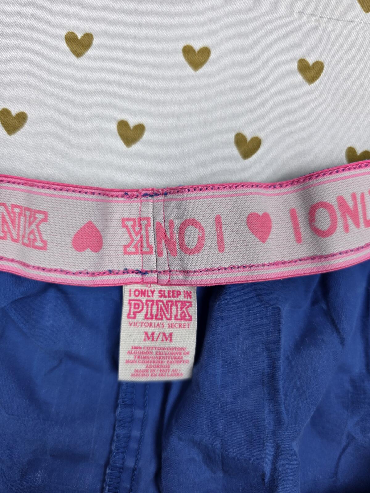 Victorias Secret PINK VINTAGE Y2K Blue Sleep Shorts Boxers Pajama Bottoms MEDIUM