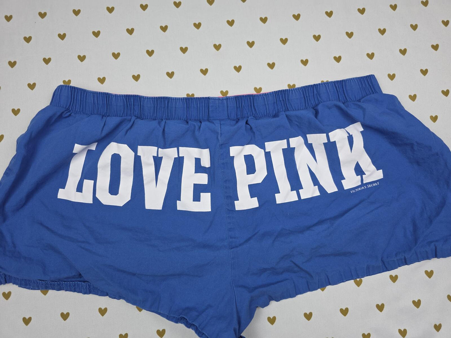 Victorias Secret PINK VINTAGE Y2K Blue Sleep Shorts Boxers Pajama Bottoms MEDIUM