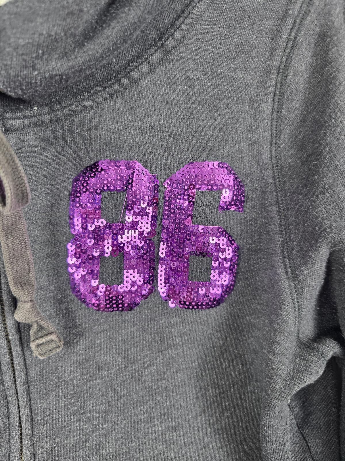 Victorias Secret Pink BLING LOVE Logo Full Zip Grey Hoodie Jacket LARGE