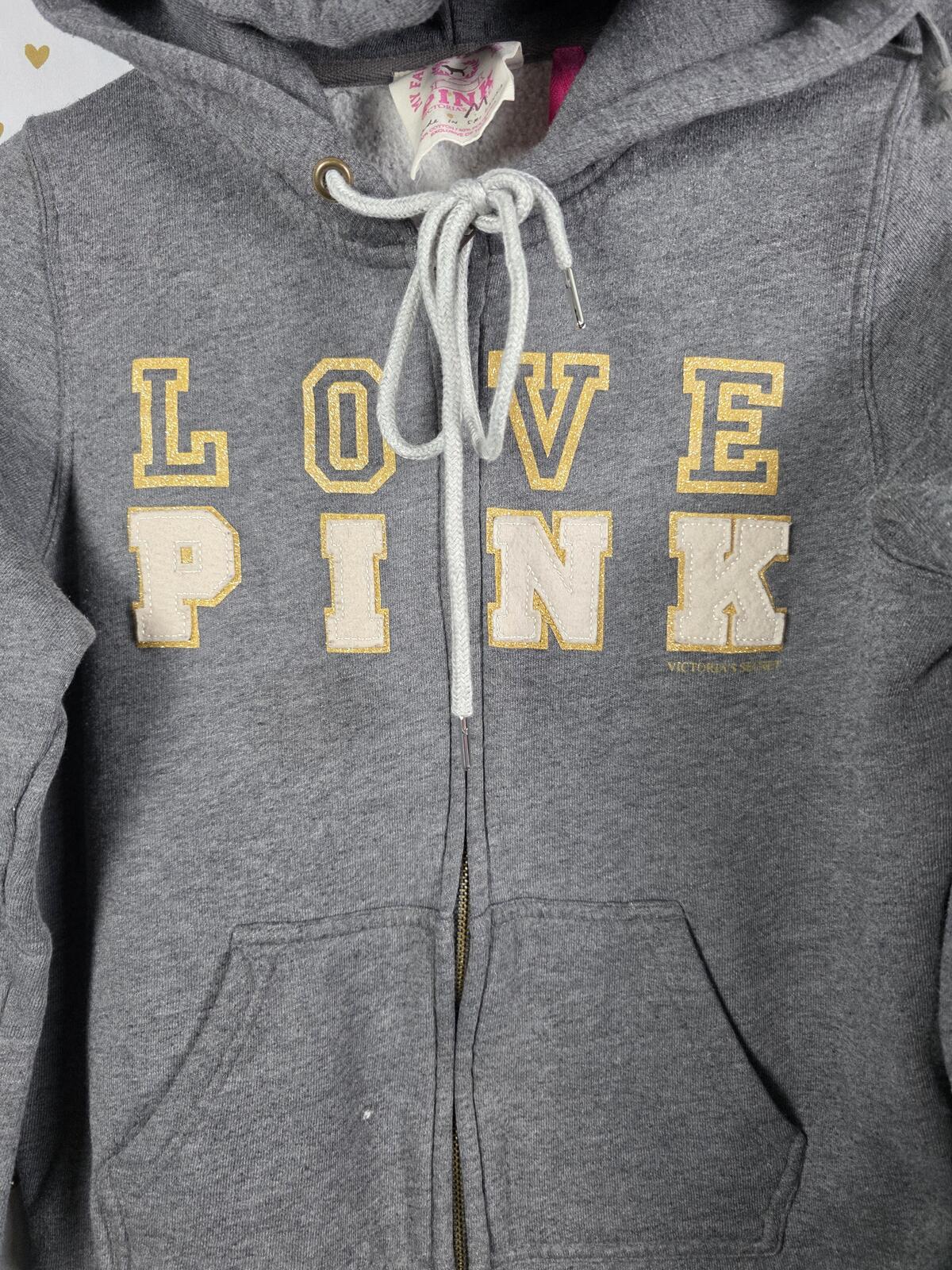 Victorias Secret Pink VINTAGE LOVE Set Hoodie Jacket Sweats 2pc Outfit MEDIUM