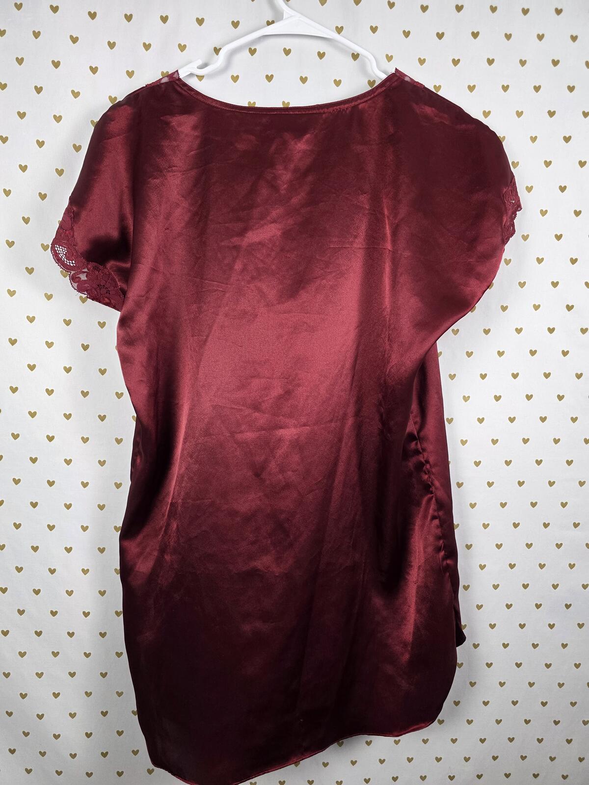 Victorias Secret Vintage GOLD LABEL Maroon Satin Dress Nightgown Lace SMALL