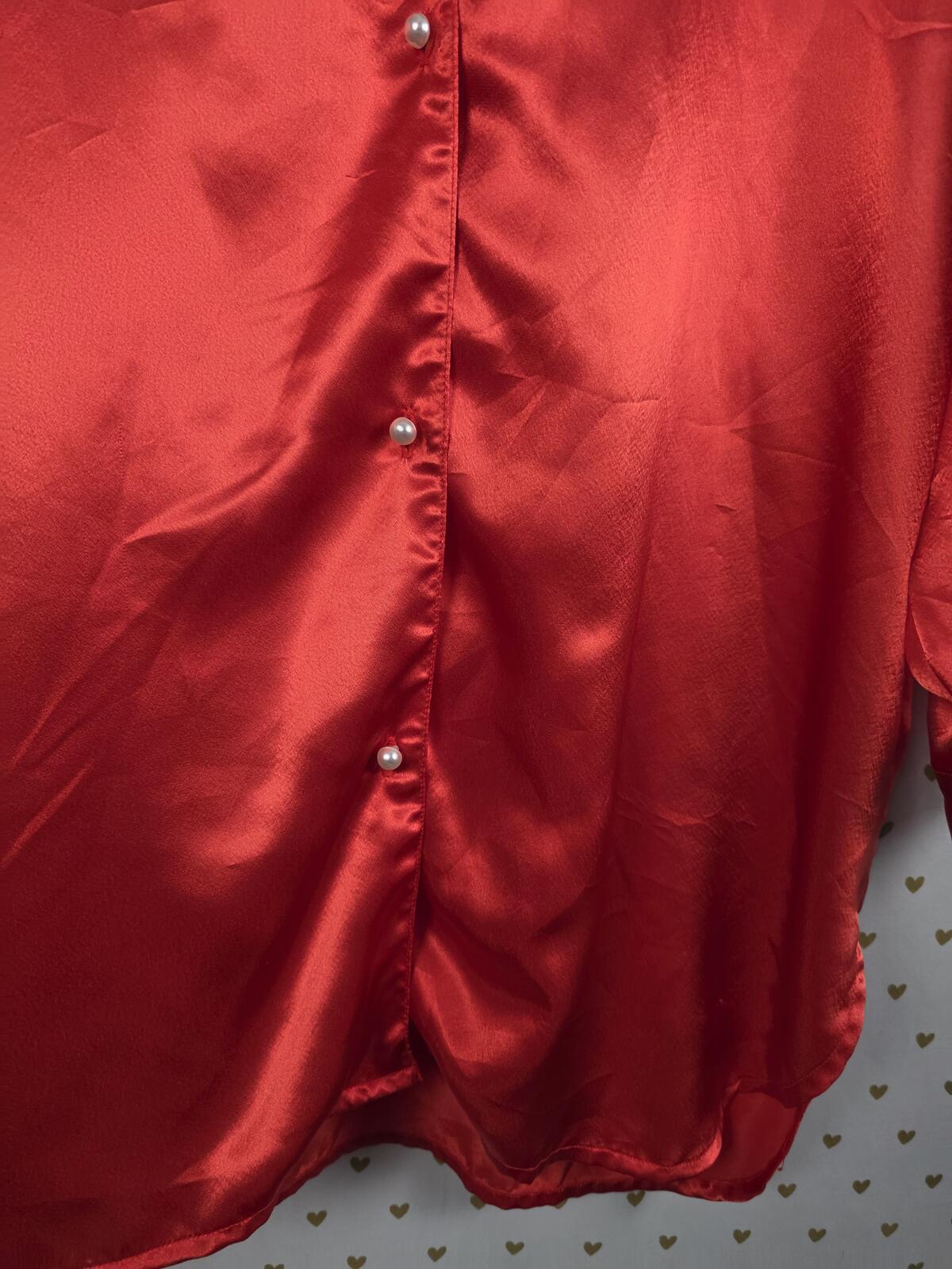 Victorias Secret Vintage Pearl Button Long Sleeve Nightgown Satin Silky Shirt L