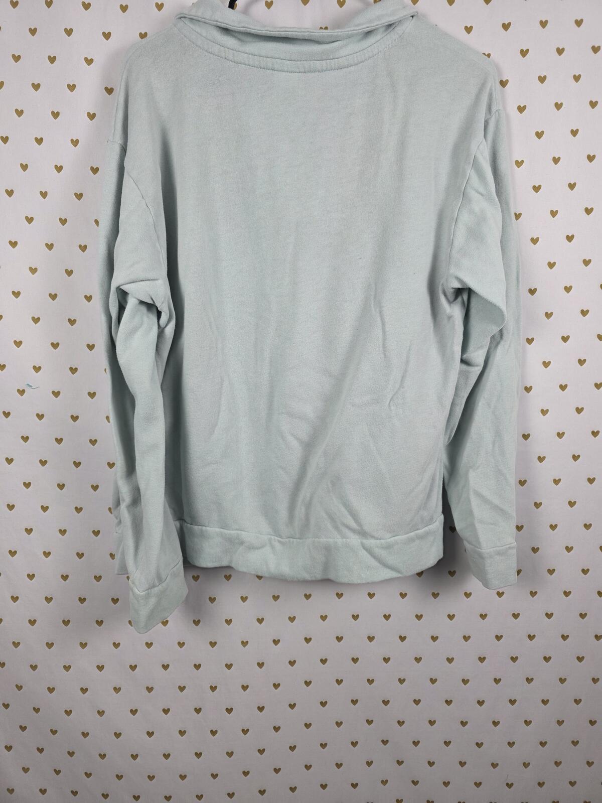 Victorias Secret Pink Mint Foil Logo Quarter ZIp Sweater Shirt MEDIUM