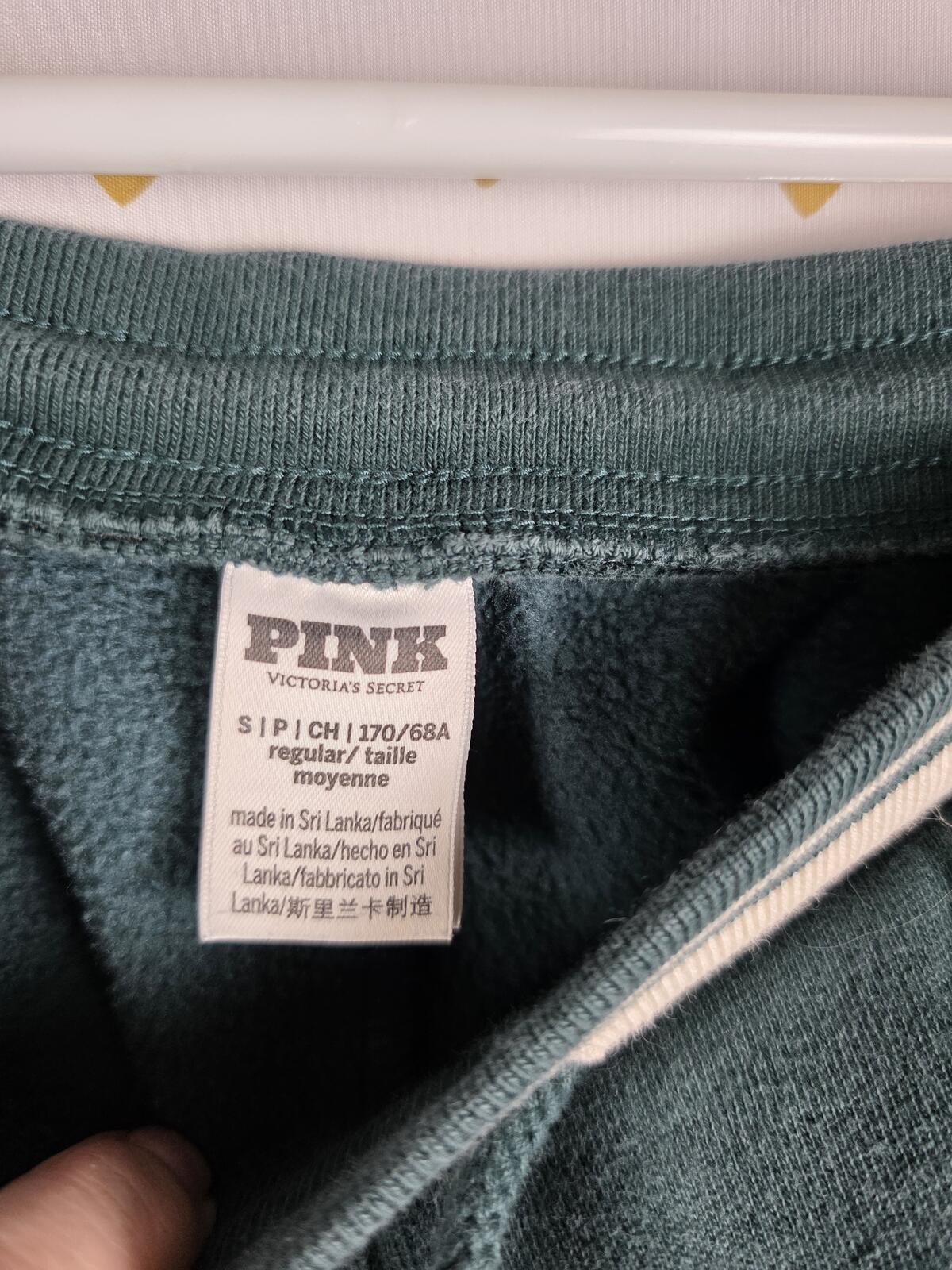 Victorias Secret PINK 2pc SET Green Flare Sweats Sweater Outfit SMALL Sweatpants