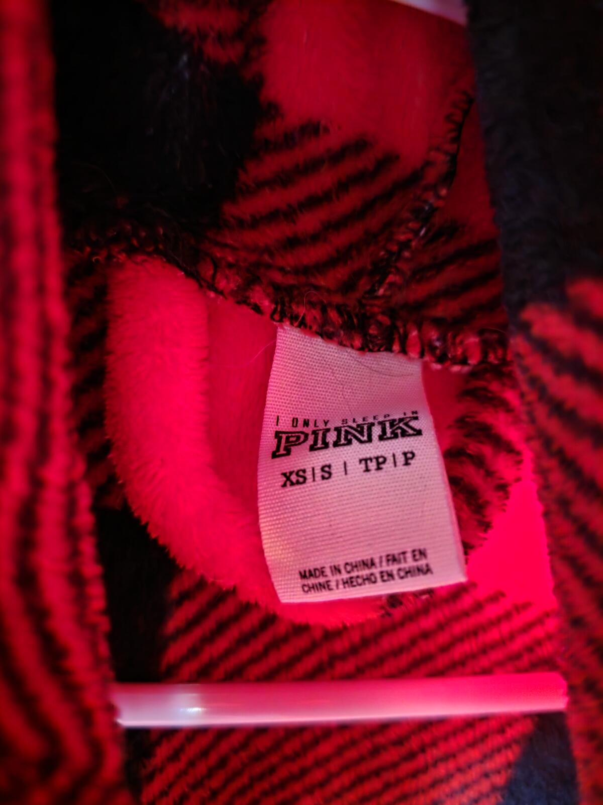 Victorias Secret Satin Silky Robe BUFFALO PLAID BLING SEQUINED Plush Hooded xs s
