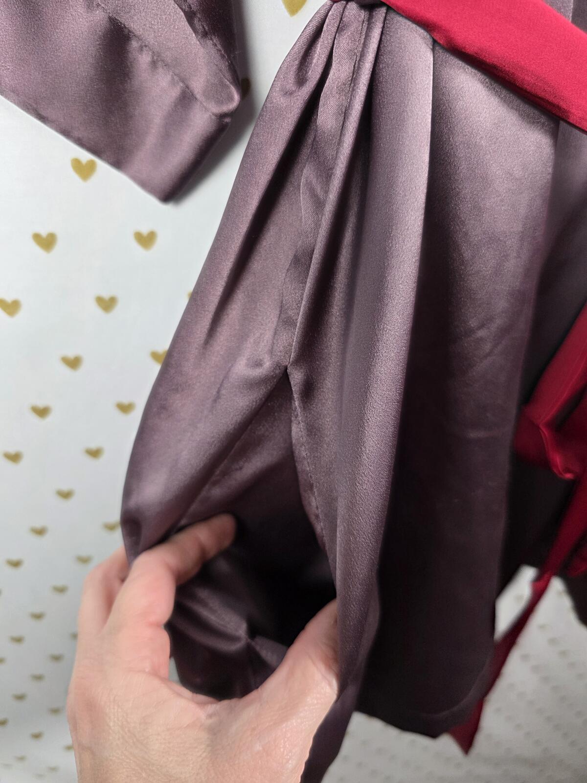 Victorias Secret Satin Silky Robe Taupe Kimono Wrap Cover Up Lounge Pockets M L