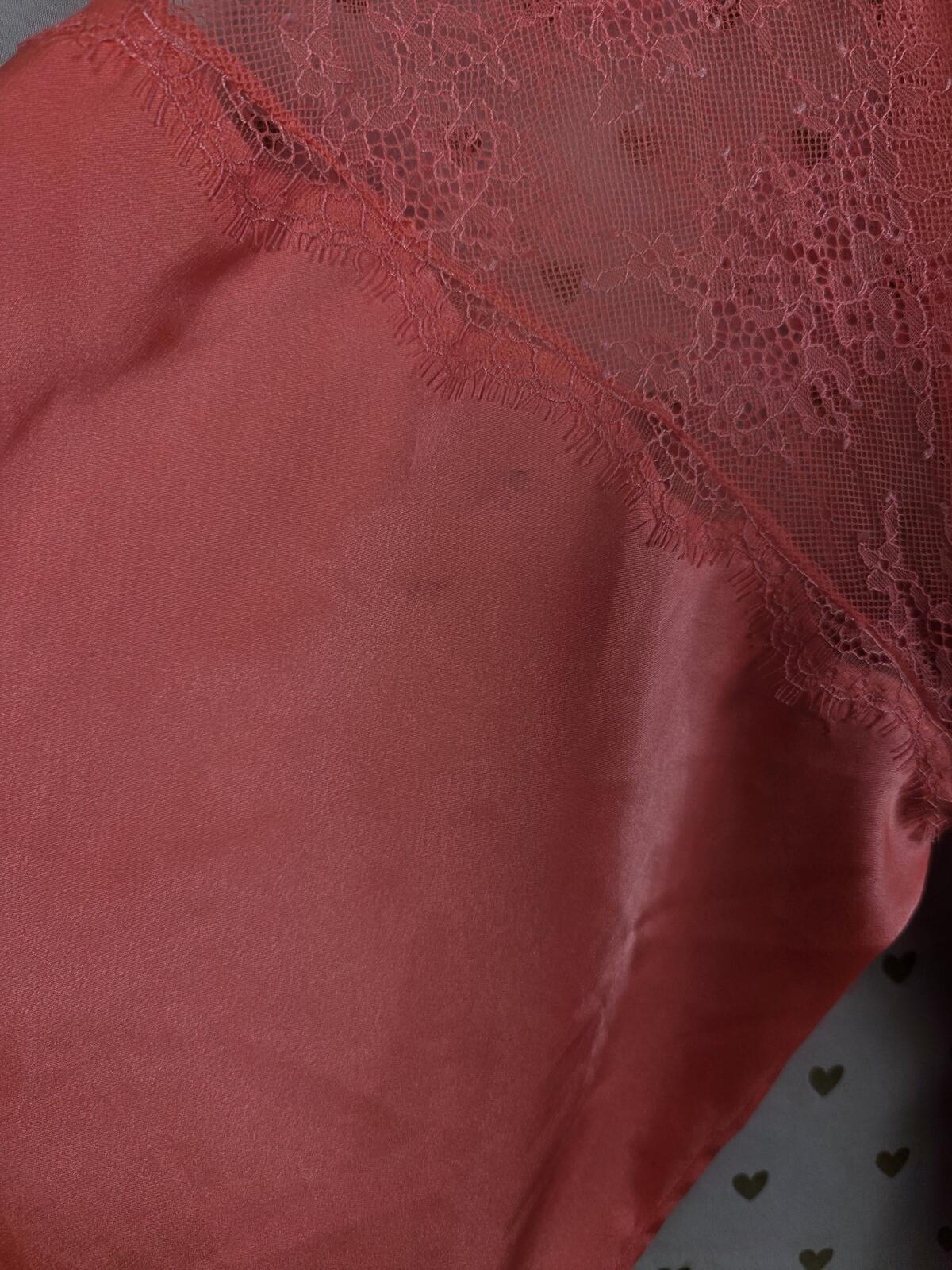 Victorias Secret Satin Silky Robe Orange Lace Panel MEDIUM LARGE