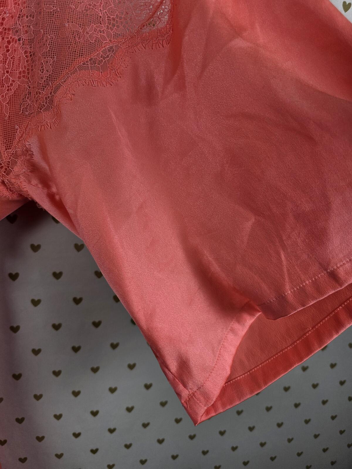 Victorias Secret Satin Silky Robe Orange Lace Panel MEDIUM LARGE