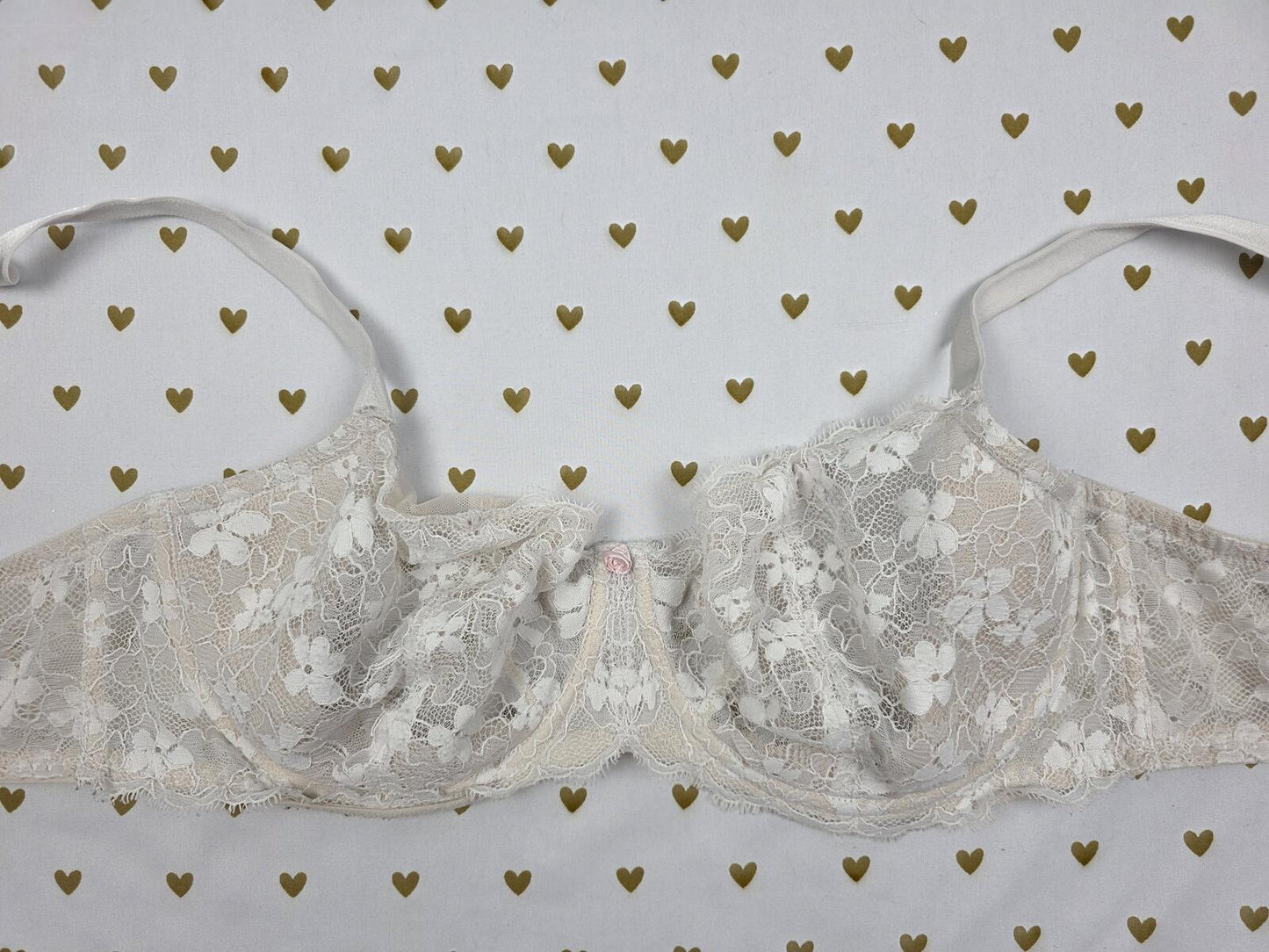 Victorias Secret White Lace Dream Angels Push Up without Padding 38DD