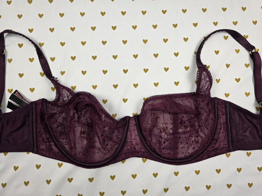 Victorias Secret Maroon Dream Angels Unlined Balconette Demi Bra 36DDD