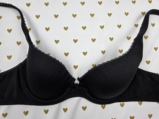 Victorias Secret Black Lined Demi Balconette Bra 34A