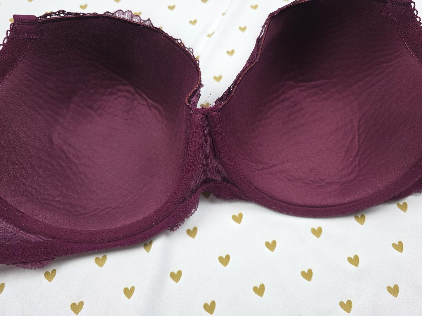 Victorias Secret Maroon Dream Angels Lined Demi Balconette Bra 38DDD