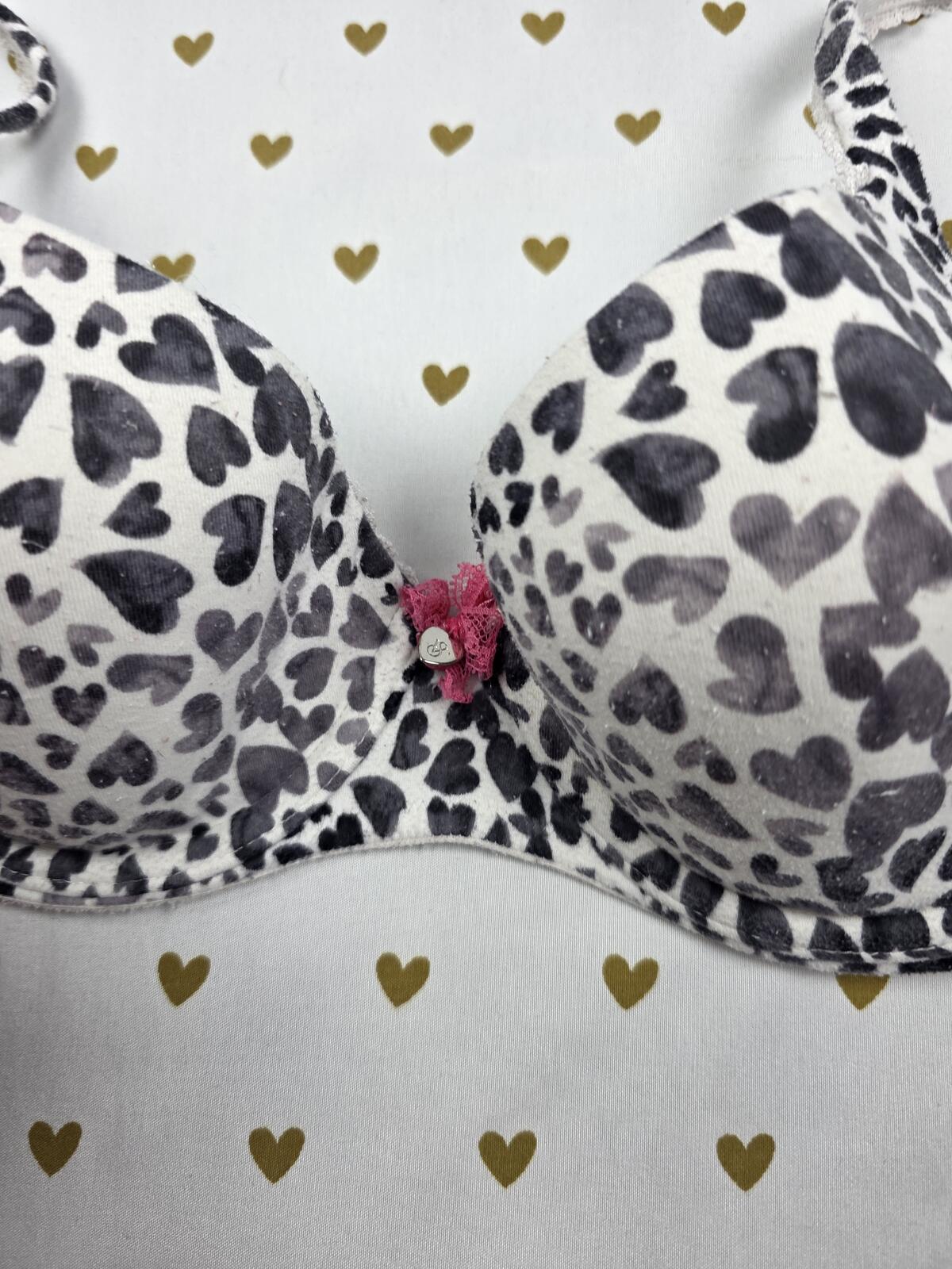 Victorias Secret HEART Leopard Cheetah Print BRA Lined Demi Balconette 36B