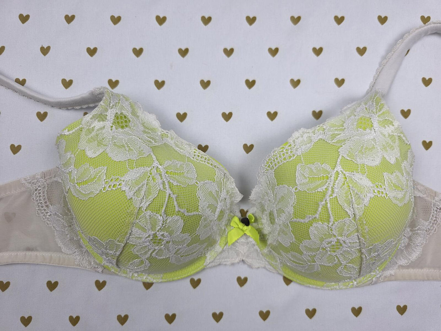 Victorias Secret Neon Lace Lined Perfect Coverage Bra 34D