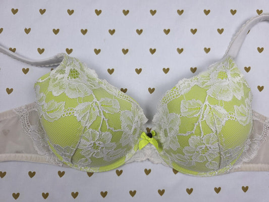 Victorias Secret Neon Lace Lined Perfect Coverage Bra 34D
